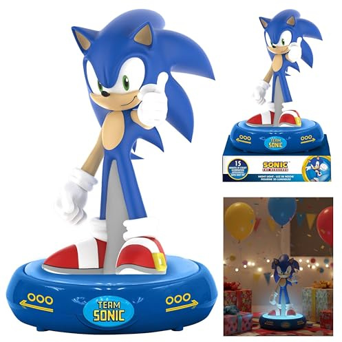 SRV Hub Sonic 3D LED Night Light for Kids - Battery Operated Table Lamp for Boys Bedroom, Bedside Light for Children's Room, Boys Desk Lamp, Xmas Gifts for Age 3+