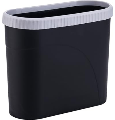 BESPORTBLE Cubo de Basura Tapa Negro, Caja de Basura Compacta de Plástico Antideslizante, Resistente a Impactos, para Cocina, Baño, Sala y Oficina, Organizador Doméstico Funcional