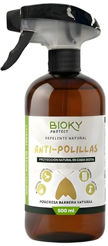 Bioky Protect | Spray Anti-Polillas para Ropa 500ml | Repelente Ideal para Armarios, Cajones y Fibras Naturales | con Aceites Naturales | x10 veces Más Concentrado | No Mancha