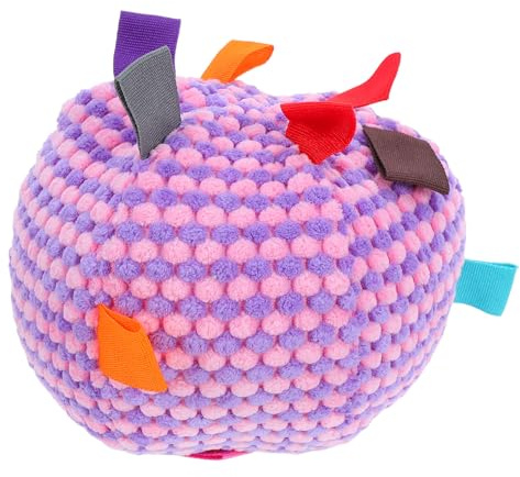 TOBBOMEY Balle Sonore pour Chien Violet avec Grelot Intégré à Mâcher Interactif pour Chiots et Petits Chiens Nettoyage des Dents et Stimulation Visuelle