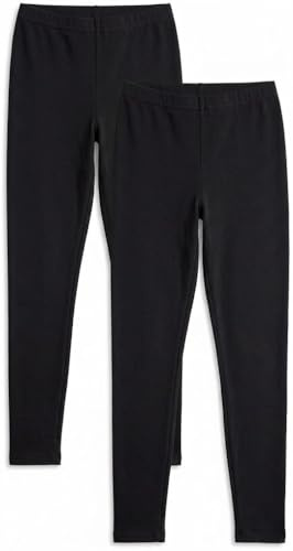 ZRWASKA® 2 Pack Ladies Leggings for Women UK Multipack, Non See Through Plain Stretchy Soft Ankle Length Leggings with Elasticated Waist Gym or Casual Wear Trousers, Pants Size S-3XL (8-20)