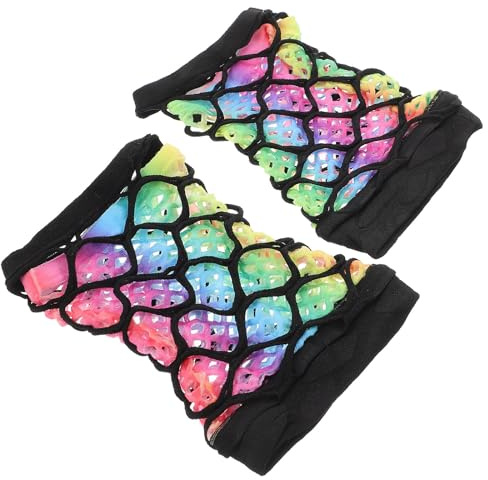 Operitacx Guantes de Red sin Dedos para Mujer en Nylon, Diseño Colorido y Cómodo, Ideales para Eventos Punk y Fiestas 80 Ajuste Versátil y Estilo Único