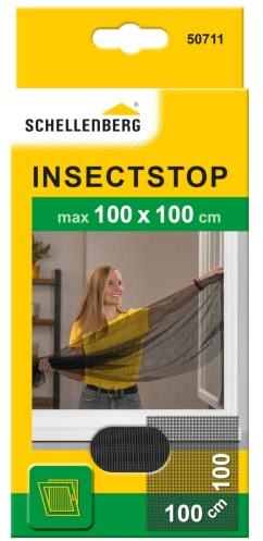 Schellenberg 50711 Zanzariera finestra per finestre fino a 100 x 100 cm, zanzariere senza perforazione, incl. nastro di fissaggio, antracite