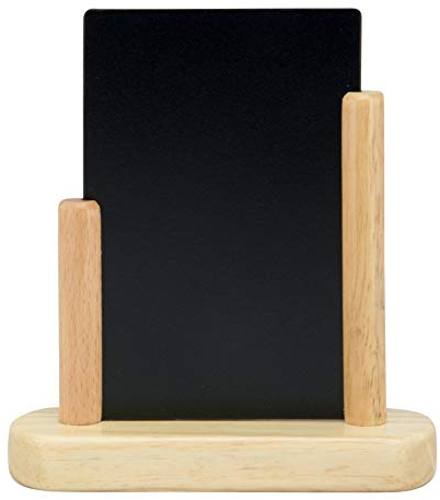 SECURIT - Tableau de Table - Ardoise Porte-Menu Double-Face - Finition Bois de Hêtre Laqué - Pour Café, Bar, Restaurant - 10 x 15 cm - Coloris Naturel