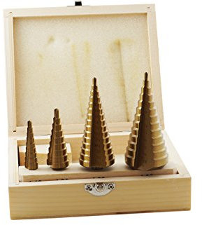 GrecoShop Frese Punte Coniche Allargafori Scalino Gradino Set 4 Pezzi