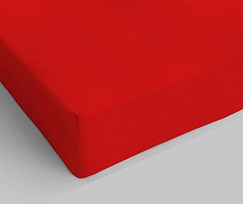 Lenzuolo Sotto MAX COLOR con Angoli Elasticizzati da 25 cm Letto Singolo 90x200 cm, 100% Cotone Made in Italy - Tinta Unita ROSSO