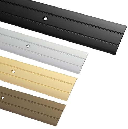Gedotec Übergangsprofil zum Schrauben Alu Schwarz 200 cm | Länge 2 m Breite 37 mm | 1 Stk Übergangsschiene für Fußböden - Aluminium Boden-Leiste | Übergangsleiste gelocht | Bodenprofil für Türschwelle