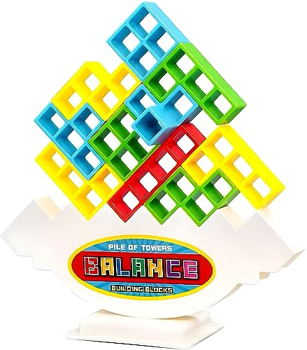 Deyaah 32Pcs Tetra Tower Balance Game, Stacking Blocks Games, Balancing Swing Stacking Fun Toys Building Blocks for Family Games, Parties, Travel, Team Building Blocks Toy