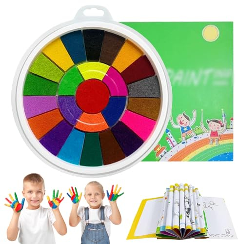 ARONRAVE Fingermalerei Kit Kinder, 25 Farben Lustiges Fingermalset Funny Finger Painting Kit and Book Waschbar Fingermalfarben Lustig Finger Painting Geschenk Für Kinder