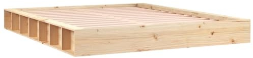 vidaXL Cadre de Lit Sommier à Lattes Lit Adulte Lit Double Cadre à Lattes sur Pied Chambre à Coucher Intérieur 160x200 cm Bois Massif