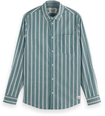 Scotch & Soda Regular-Fit Shirt, Camicia, Uomo, Pitch Green Pinstripe, XL