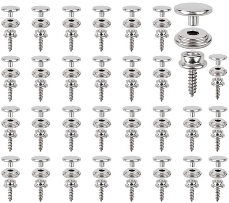 FRUHLING 30 chiusure a vite 15 mm in acciaio inox con bottoni a pressione a vite per teloni marini, teloni, tende per mobili, tele, tende per auto, pelle, 30 pezzi