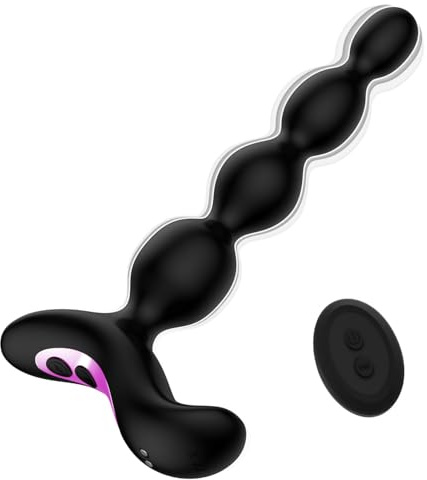 Shkanla Perles Anales Vibrantes en Silicone, Plug Anal Sex Toýs Vibromasseurs avec 10 Modes de Vibration et Télécommande, Vibrateur Rechargeable Stimulateur Prostate pour Hommes Femmes Couples