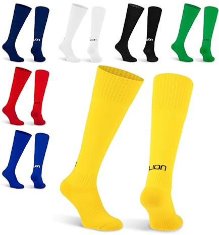 LION SPORTSWEAR Plain Cub Football Socks – Kids & Adult Sizes – Multiple Colours – Comfortable & Durable Sports Socks - Yellow | Small (UK 13-3)