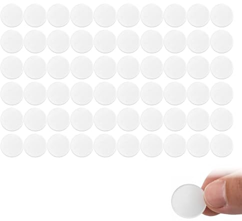 VYNZOR 60 Pezzi Nastro Biadesivo Nano Extra Forte, Punti Adesivi Doppia Faccia Trasparenti e Rimovibili per Poster, Foto, Decorazione Parete, Casa, Senza Lasciare Residui (2cm di Diametro)