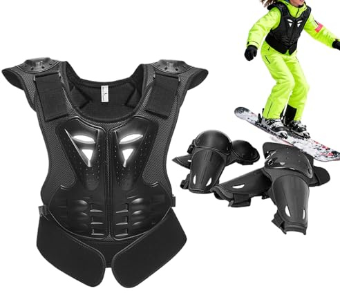 Motorcykelutrustning för barn - Skyddsväst med armbågar och knäskydd, motorcykelskyddsutrustning, för ridning skridskoåkning skateboard cykling utomhus
