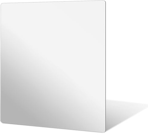 OHPHCALL Specchio Adesivo in Acrilico Argento, Specchio Decorativo Flessibile Quadrato 40x40cm, Facile Montaggio senza Danni, per Case e Studi di Danza