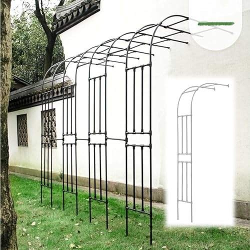 Svart trädgårdsbåge i metall – utomhusspaljé för klättring rosor och vinstockar halvbåge väggstödsställ enkel montering design för trädgårdsdekor