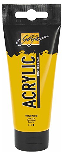 KREUL 84128 - Solo Goya Acrylic, 100 ml Tube in gold, cremige vielseitig einsetzbare Acrylfarbe in Studienqualität, auf Wasserbasis, schnell und matt trocknend, gut deckend, wasserfest