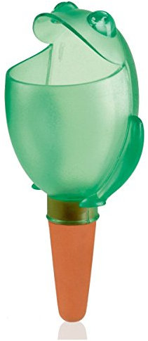 Scheurich Wasserspender Froggy M | 5X Grün | 140 ml Füllmenge | Bewässerungskugel klein mit Ton Fuß | Wasserspender Pflanzen und Blumen Terrakotta Stiel