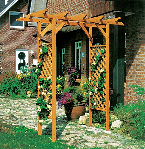 Beauty.Scouts Outdoor Dino Collection Pergola Nanny, Kiefer, honigbraun, 200 x 51 x 208 cm, Gartenpergola, Rosenbogen, Garten, Holzpergola, Holzrosenbogen, Gartenausstattung, Gartendeko