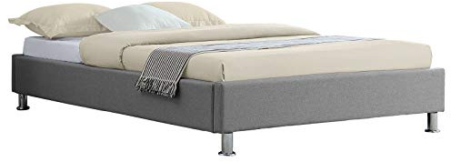 IDIMEX Lit futon Simple pour Adulte Nizza Couchage 120 x 190 cm 1 Place et Demi / 1 Personne, avec sommier et Pieds en métal chromé, revêtement en Tissu Gris