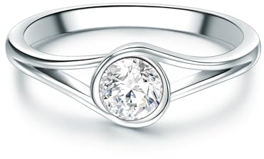 Trilani Plata de ley 925 Circonita Solitario Corte brillante