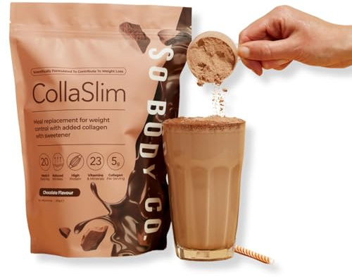 CollaSlim - Chocolate Meal Replacement Shake - 20 Servings - High Protein Diet Shake with Extra Collagen, Vitamins & Minerals - Balanced Nutrition for Weight Management
