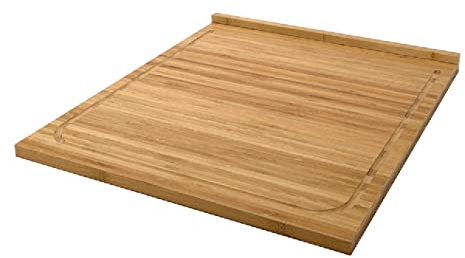 I-K-E-A LÄMPLIG Bamboo Counter Edge Chopping Board Secure Wooden Kitchen Cutting Boards Vegetables Fruits Serving Tray + Free TSA Shoe Bag, Brown