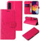 LBH Handy Hülle für Samsung Galaxy A50 Case Handytasche Schmetterling Blumen Flower Standfunktion Schutzhülle Magnet Rundum Schutz 360 Grad Flipcase Cover Pink