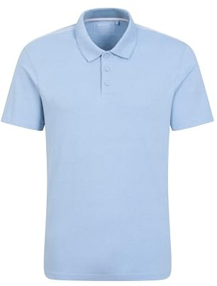 Mountain Warehouse Cordyline Textured Mens Polo - Comfortable Tee Shirt in 100% Cotton with UPF 50+ - for Spring Summer, Outdoors, Travel & Holiday Pale Blue 4XL