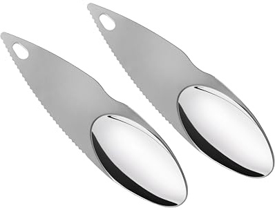 Kiwi Spoon Knife - Stainless Steel Fruit Spoon - Kitchen Scoop for Cutting and Digging Pulp Kiwi, Watermelon, Avocado, 2 Pcs
