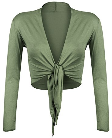 Glamexx24 Dam Kort Jacka Bolero Kofta Elegant Kvällsbolero för Bröllop Långärmad, Militaergruen, L/XL