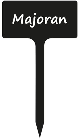 INDIGOS UG - Marqueur de plantes en panneau composite d'aluminium - pour jardin, parterre de fleurs - marjolaine - 11 cm de haut - résistant aux intempéries - étiquettes de plantes étiquetées - étique