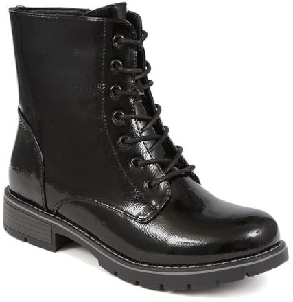 Chunky Lace-Up Ankle Boots - Black Patent Size 5