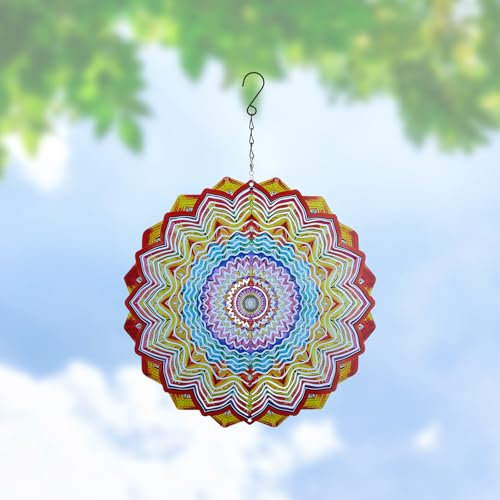 SUPERDANT Mandala Wind Spinners Mandala Wind Spinner Kinetic Sculpture Art Garden Outdoor Indoor Decorations Christmas Ornament Gifts for Women Mom Grandma 30cm