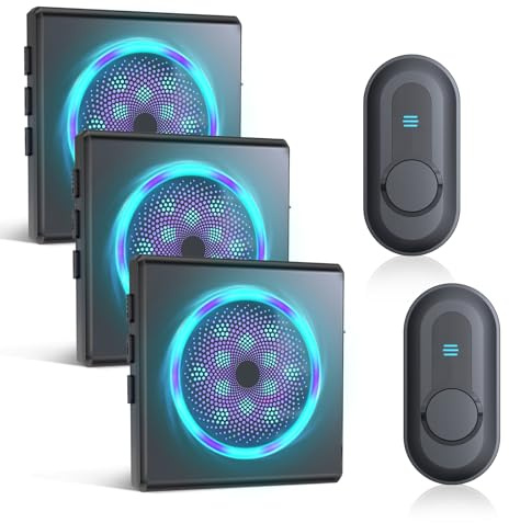 CallToU Hearing Impaired Doorbell with Strobe Light & 55 Melodies, 1000ft Long Range Wireless Door Bell for Elderly/Senior Adjustable Volume, IPX5 Waterproof Call Buttons 2 + Plug-in Receivers 3