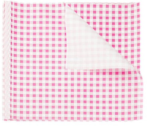 sourcing map 30 fogli di carta cerata quadrata a scacchi, 38 x 38 cm, per alimenti secchi, assorbenti, per panini, panini, panini, hamburger, cucina, rosa