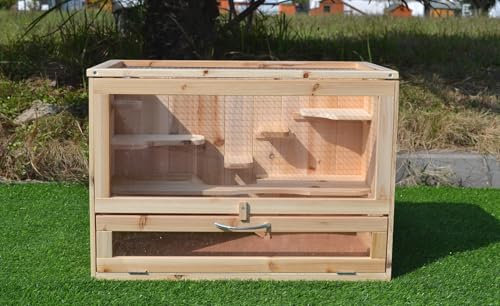 Mucola Kleintierkäfig 60x35x42 cm Kleintiergehege 5 stöckig Holz Hamsterkäfig inklusive aufklappbarem Deckel Nagervilla Mäusekäfig