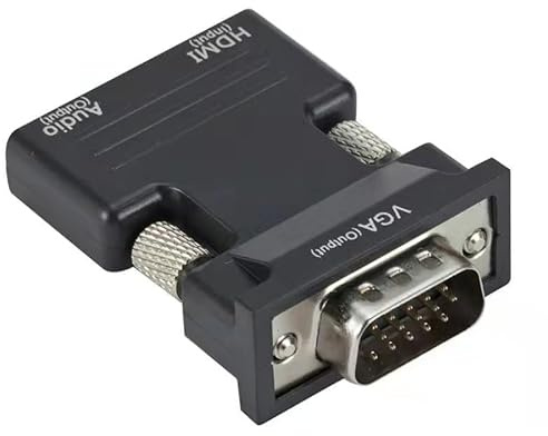 HDMI to VGA Adapter, 1080P Full HD HDMI Female to VGA Male Converter with 3.5mm Audio Jack, Compatible with Laptops, PCs, Projectors, Monitors, and HDTVs – Plug & Play, No Drivers Needed (Black)