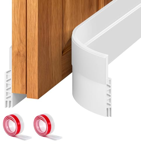 Zugluftstopper für Türen (200cm, Weiß), Selbstklebende Türdichtung Unten, Energie sparender Tür Zugluftstopper für maximale Isolierung, Geräuschdämmung, Einfache Montage Innen & Außen