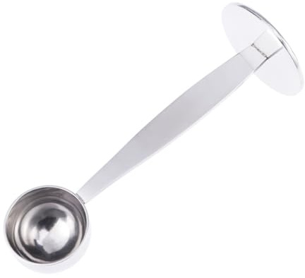 CLISPEED Misurino Dosatore Caffè Espresso in Acciaio Resistente Cucchiaio Misura con Pressino Integrato Strumento per Polvere e Chicchi Accessorio Compatto per Amanti del Caffè