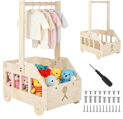 bssmmai trä, babypresent, korg med hjul och handtag, trä, babyparty, skåp, H0lz babykorg, present, babyshower, tvättkorg, för pojkar flickor, graviditet, nya föräldrar