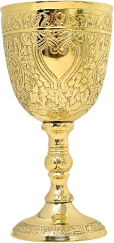 Aasiya Nautical Chalice Medieval Goblet | 1x Solid Brass 6 Royal Wine Glass Cups 7oz Renaissance Gifts Wedding Anniversary Novelty Ceremonial Drinkware Pack of 1pc