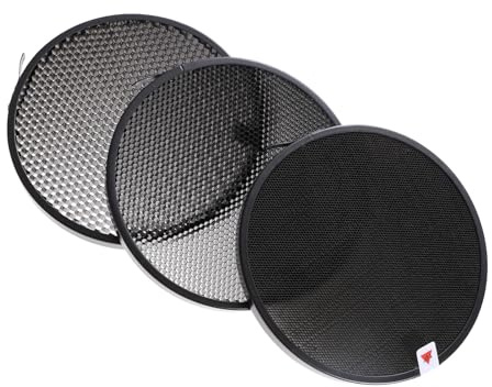 NOLITOY Ensemble de 3 Grilles en Nid D’Abeille pour Flash Photo – Diffuseurs 10° 30° et 50° – Accessoire D’Éclairage Directionnel pour Studio – Compatible Flash Standard Éclairage