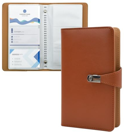 VANRA Business Card Book Holder Organizer, Leather Credit Card Holder with 300 Card Slots, Professional Credit Card Binder for Men and Women (Brown)