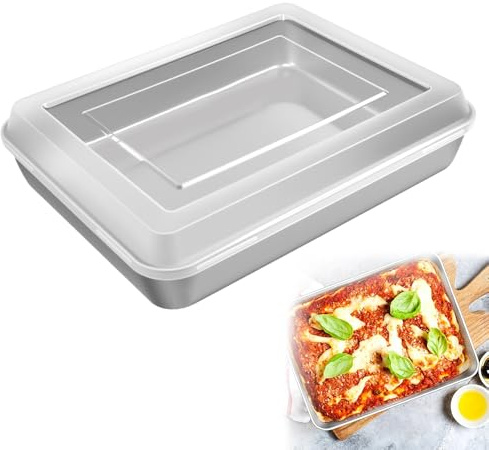 Rkixlix Teglia da Forno con Coperchio 31x 24x 5cm Contenitori per Alimenti Teglia da Forno in Acciaio Inox con Coperchio Ermetico Teglia Quadrata per Torte Teglia Rettangolare per Cottura per Tiramisu