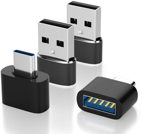 AXFEE 4 st USB C-adapter, 2 st USB till USB-C-adapter | 2 st USB-C till USB-C-adapter, snabbladdning och data, kompatibel med iPhone 17,16,15/AirPods/MacBook/bärbar dator