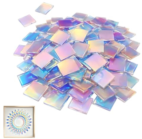 100 piedras de mosaico acrílicas para manualidades, 2 x 2 cm, azulejos de mosaico cuadrados, fáciles de cortar, piedras de mosaico para proyectos de manualidades, platos, macetas