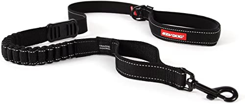 EzyDog Zero Shock Dog Leash - Shock Absorbing Bungee Leash for Dogs That Pull or Excite - Dual Handle and Reflective for Large, Medium, or Small Dogs (48-inch, Black)